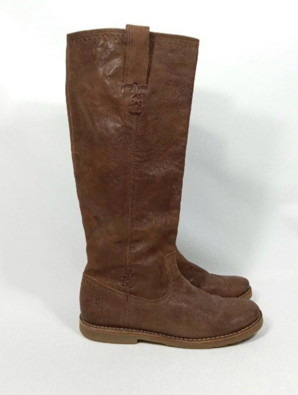 FRYE Celia x Stitch tall riding boots in brown Women's Size 6.5